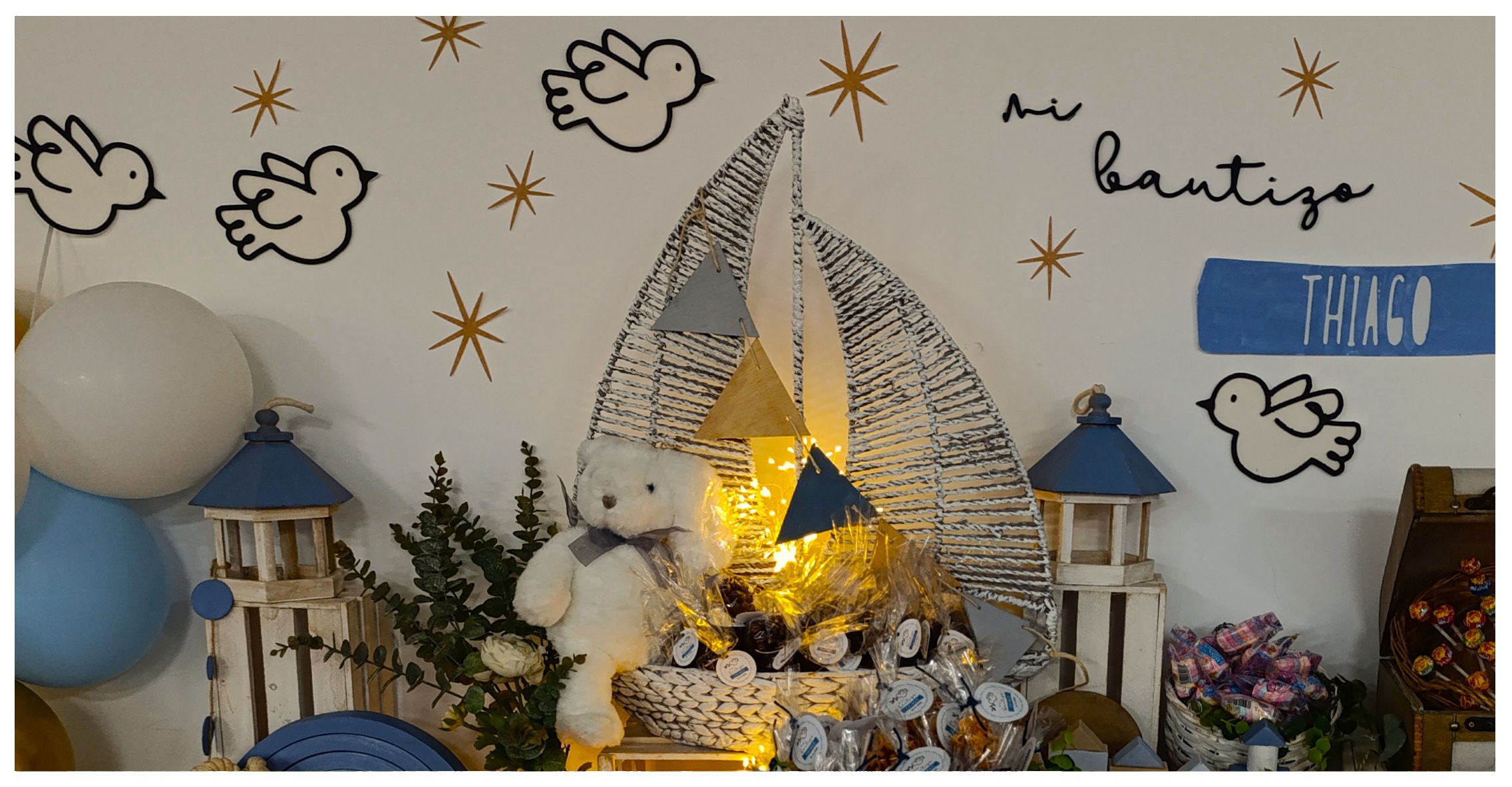 Decoración bautizo Thiago